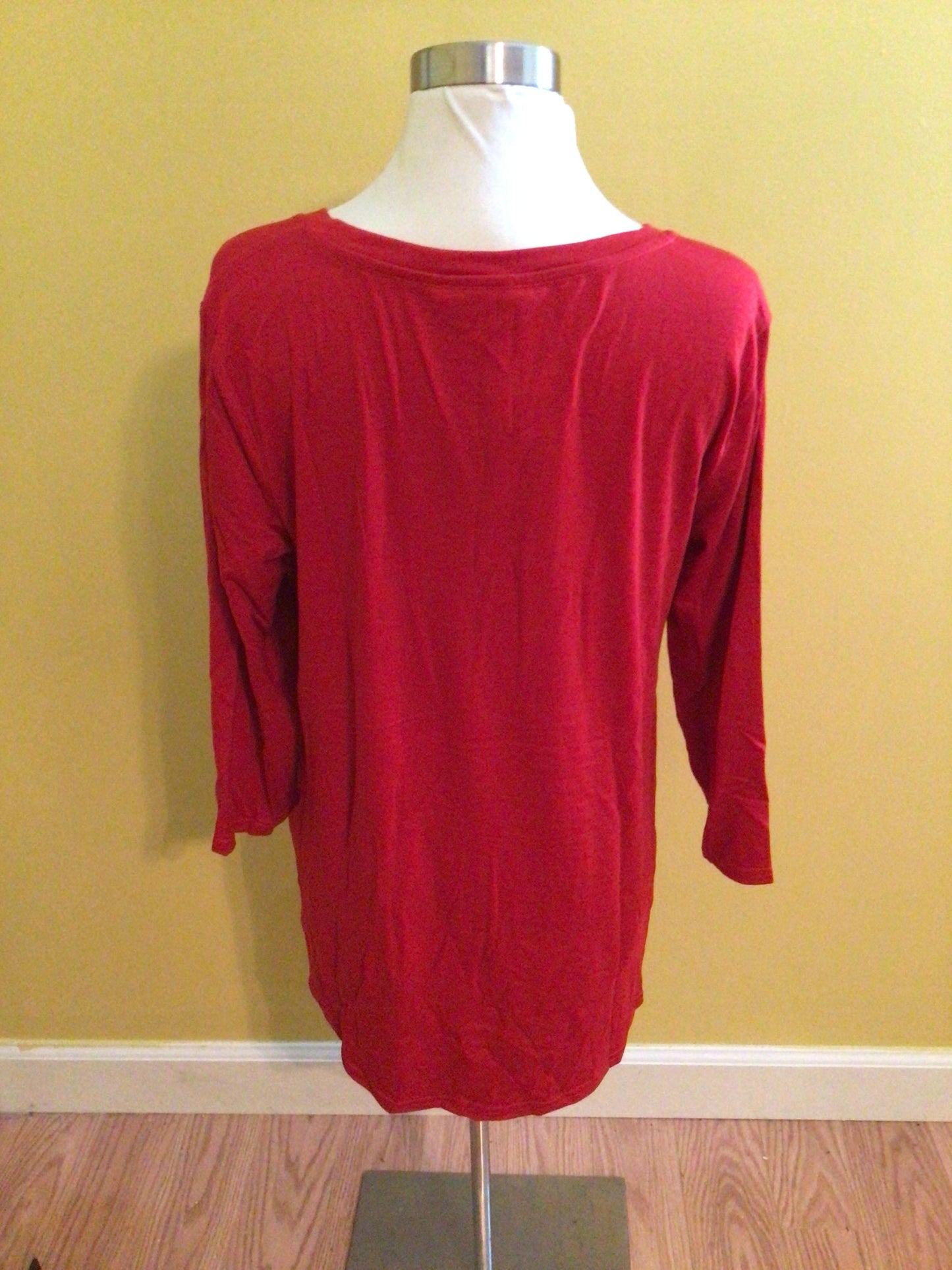 Long Sleeved Top with Button Embellishment - Red