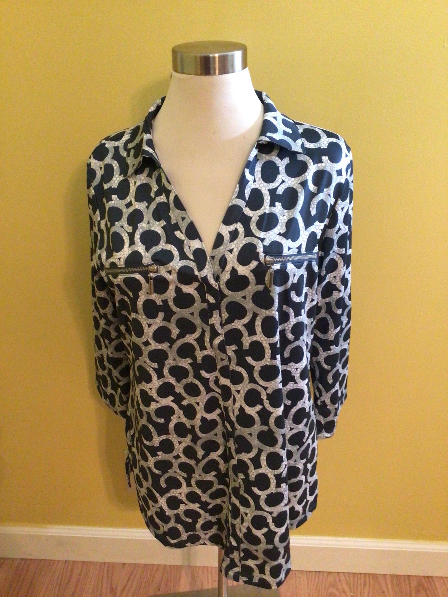 3/4 Length Shirt with Zipper Embellishment